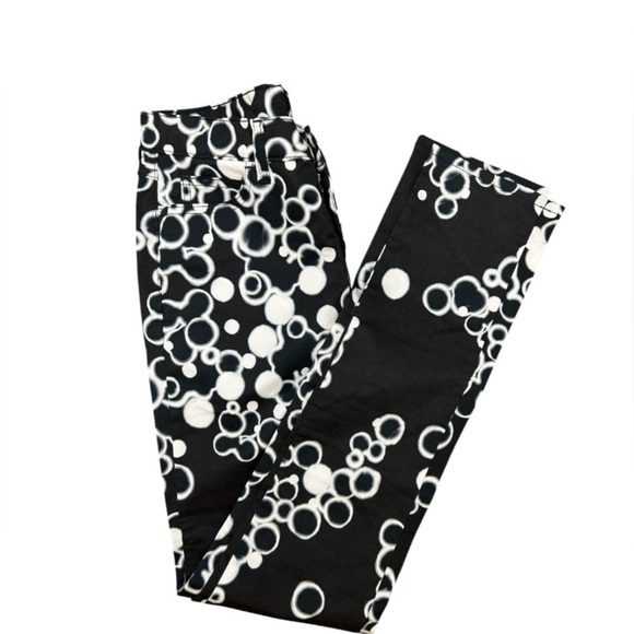 Maison Martin Margiela MM6 Geometric Circles Black White Skinny Pants IT42 US 6 - Picture 13 of 13